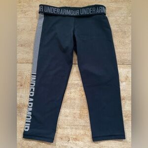 Under Armour Women’s Sz (See Pics For Measurements)‎ Black Logo Capri Leggings